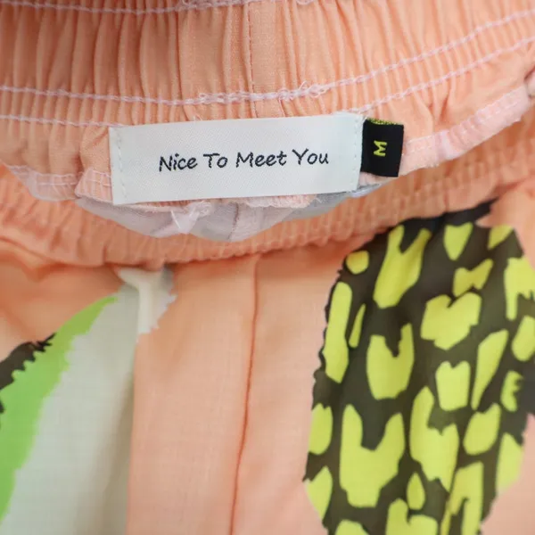 Nice To Meet You Wide Leg Pants Womens M Tropical Cheetah Peach Floral Excellent - Image 3