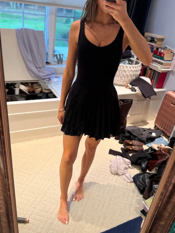 OFFLINE by Aerie Tiebreaker Pleated Tennis Dress in black. Size XS. - Image 2