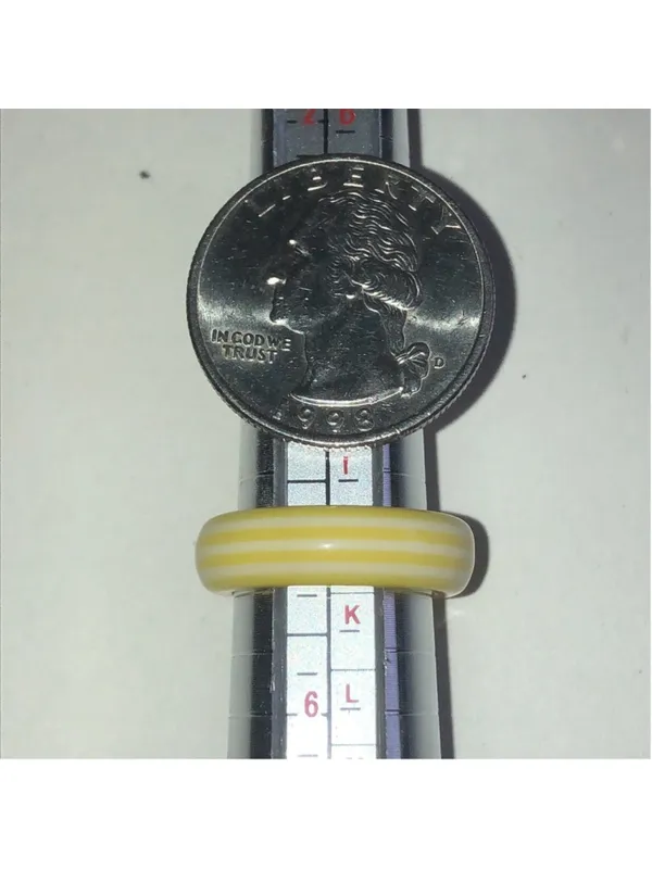 Size 5 Yellow White Striped Boho Ring - Image 5