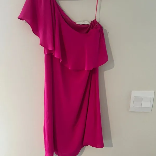Amanda Uprichard One Shoulder Fuchsia Pink Ruffled Dress size‎ P - Image 9