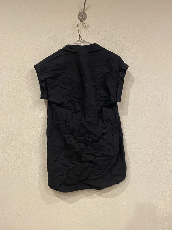 J.Crew Shirt Dress Womens Medium Black Collared Cap Sleeve Casual Short Pullover - Image 4