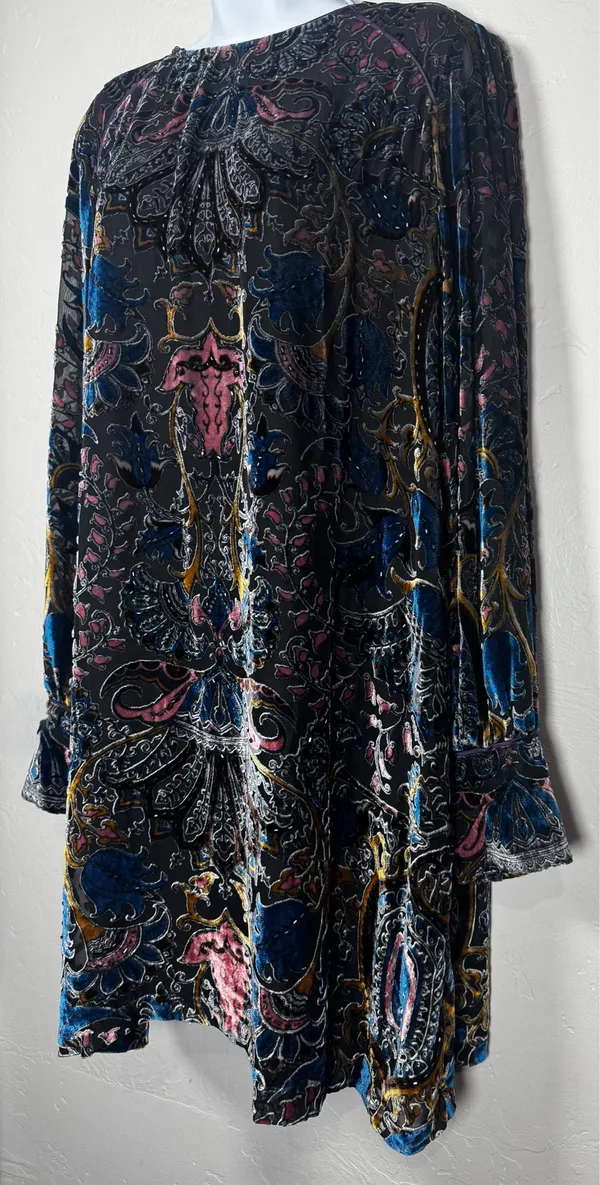 Hale Bob Silk Odile Medallion Silk/Rayon Velvet Burnout Dress - Image 7