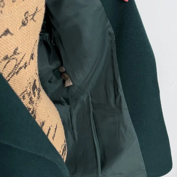 Vtg Wool Cashmere‎ Blend Blazer Dark Green Women 16 Pea Coat Single Breasted - Image 11