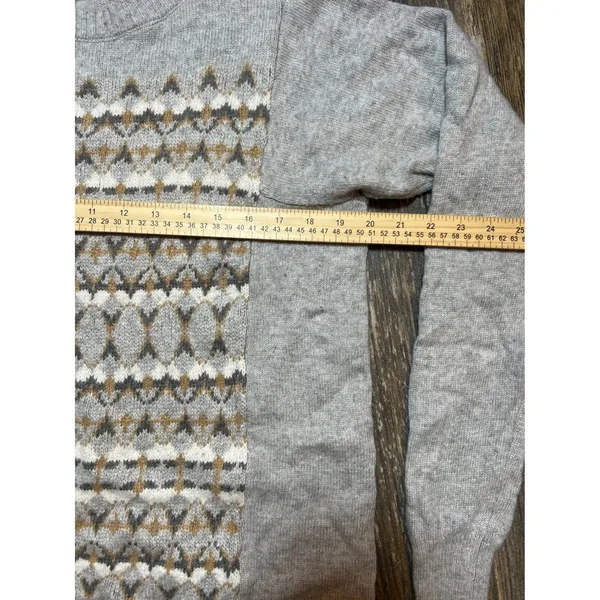 J. Crew Fair Isle Geometric Pattern Merino Wool Blend Crewneck Sweater Size‎ Med - Image 8