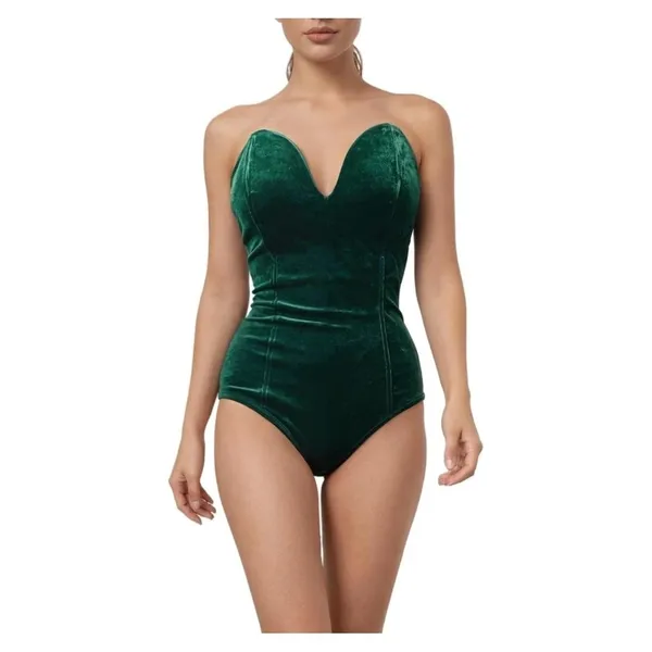 NWT Velvet Sweetheart Neck Strapless‎ Bodysuit Bustier Top Cross Back XXL - Image 2