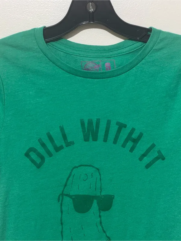 CRAZY DOG T-SHIRTS Dill With It Short Sleeve Tee S 16” p2p Green EUC - Image 3