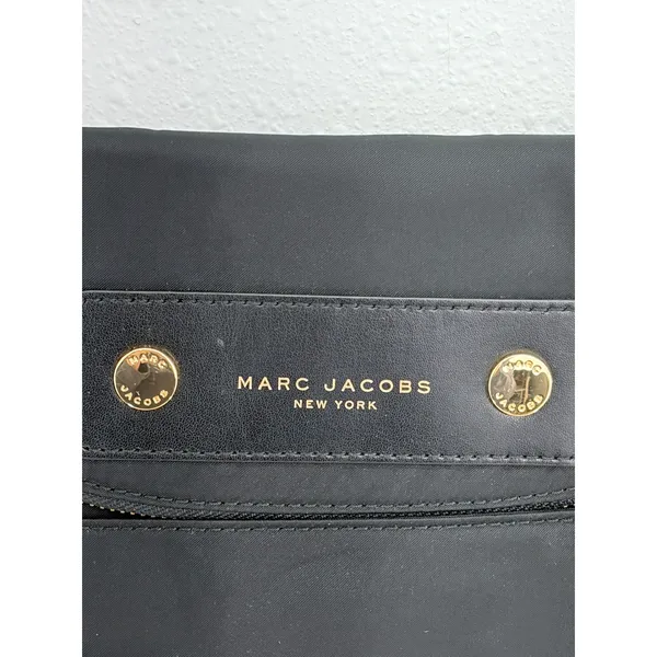 Marc Jacobs Crossbody Bag Black Nylon Leather Trim Gold Hardware OS - Image 4