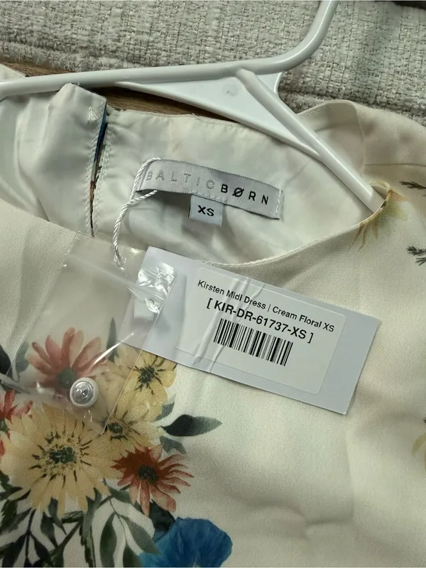 NWT Baltic Born Kristen Midi Dress in Cream Floral Women’s Size XS Smocked Back - Image 9
