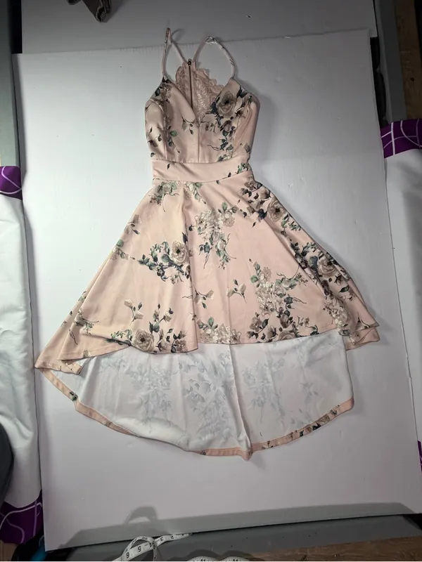 Windsor Blush Floral High-Low Spaghetti Strap Dress - Image 3