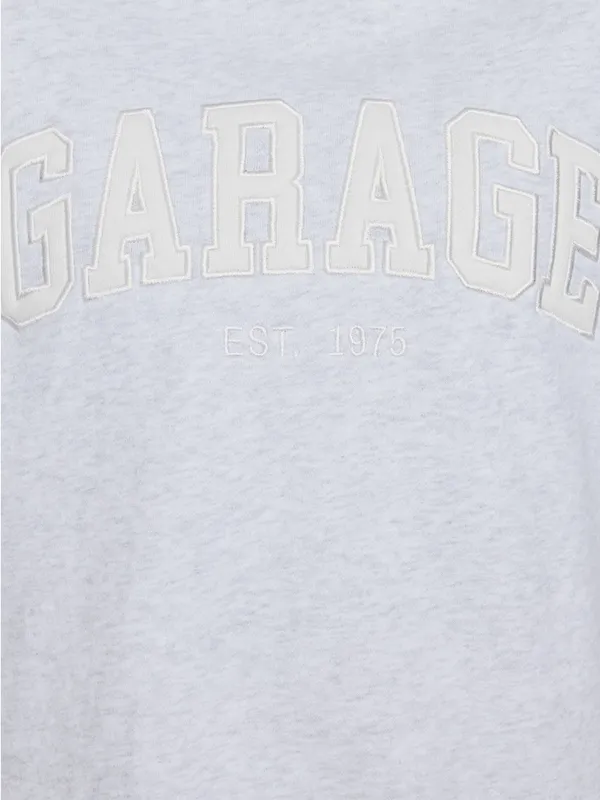 NWOT Garage Ultra Fleece oversized hoodie with pockets size s/m gray/snow white - Image 12