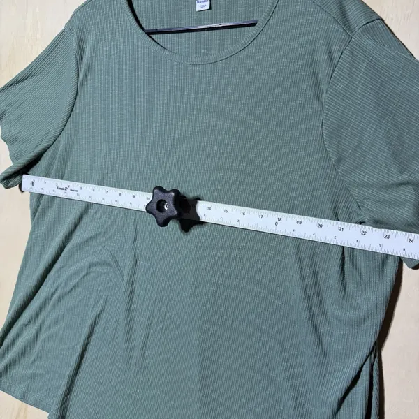 Old Navy Luxe Womens XXL Green Ribbed Short Sleeve Scoop Neck Tunic Top 2X - Image 4