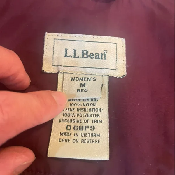 LL Bean Puffer Insulated Fleece Lined Burgundy Winter Coat Womens Size Medium - Image 10