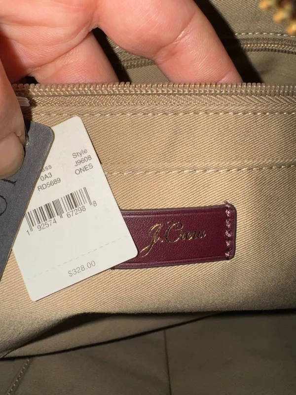 J.Crew Women's Burgundy Leather Handbag with gold hardware - Image 9