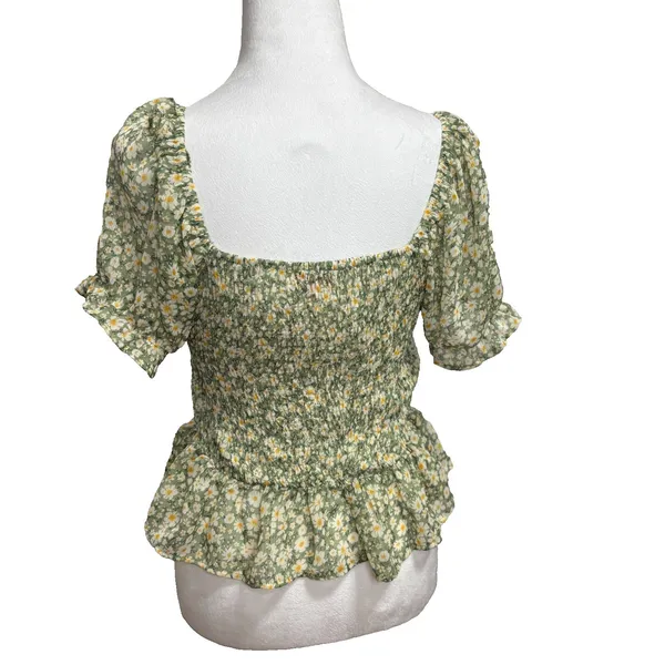 Mele E Pere Smocked Blouse Womens M Cottagecore Y2K Boho‎ Romantic Soft Girl - Image 3