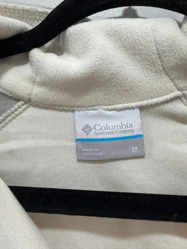 Columbia Fleece Pullover Women’s Gray Cream 1/4 Zip Lightweight Jacket Size Medium - Image 7