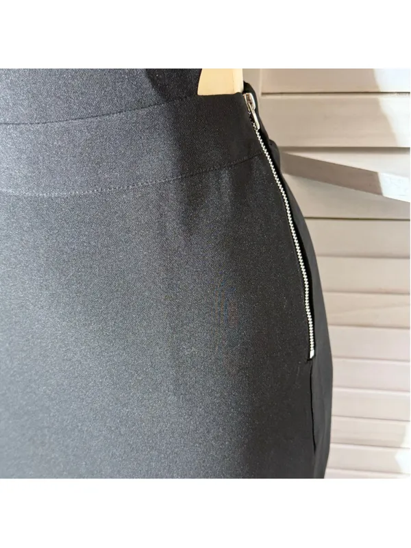 Black cocktail midi dress open back deep V pencil wedding guest sexy homecoming - Image 9