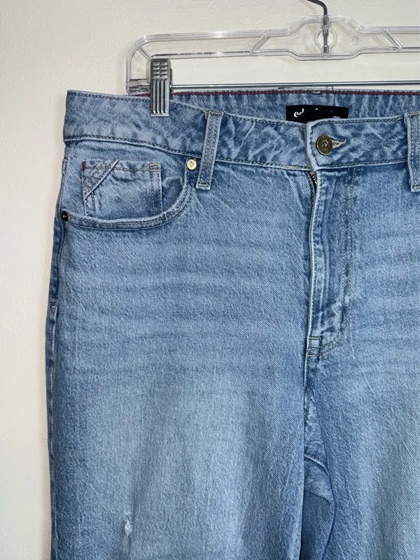 Maurices Edgely High Rise Relaxed Straight Ankle Jeans Light Wash Ripped - Image 3