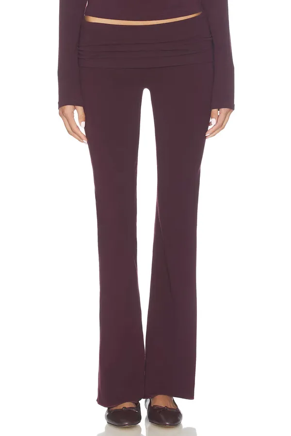 NWOT Skims Cotton Jersey Foldover Pant in Deep Berry - Image 3