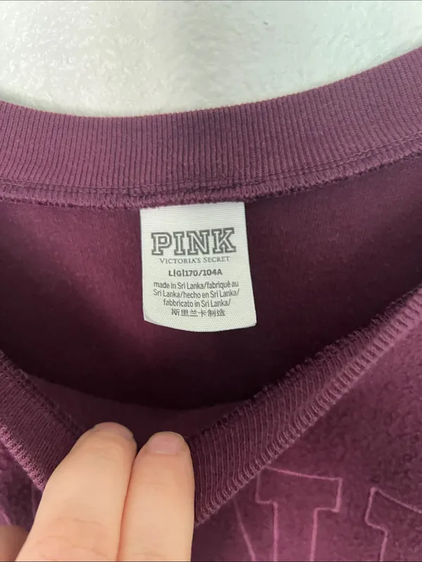 EUC PINK Embroidered Pullover Sweatshirt - Deep Wine sz L - Image 3