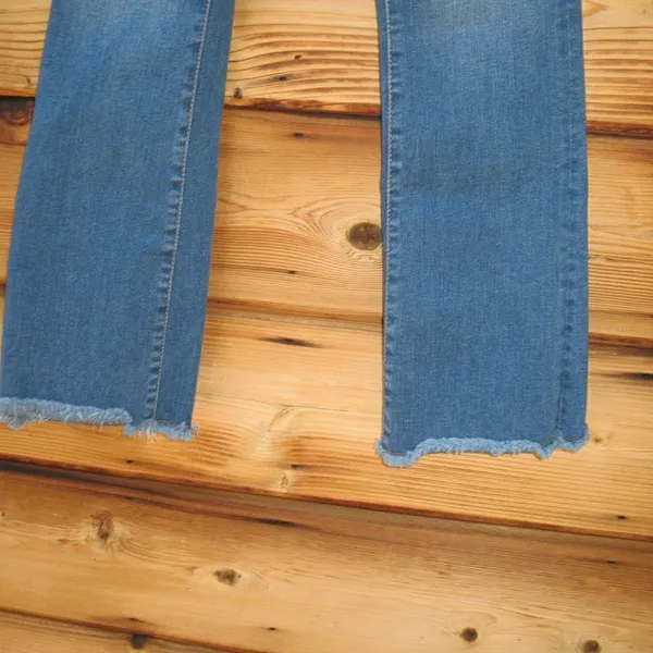 Free People Straight High Waist Frayed Hem Jeans - Image 7