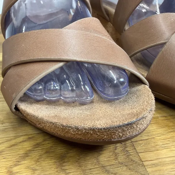 Diba Weekend Brown Strappy Cork Wedge Sandals Women's 6 Buckle Open Toe - Image 6
