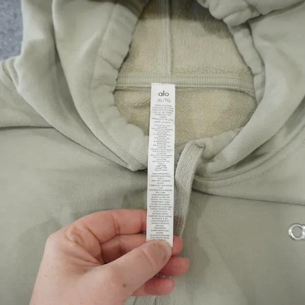 Alo Women's XL Accolade Hoodie Sage Green French Terry Sweatshirt Cozy Casual - Image 5