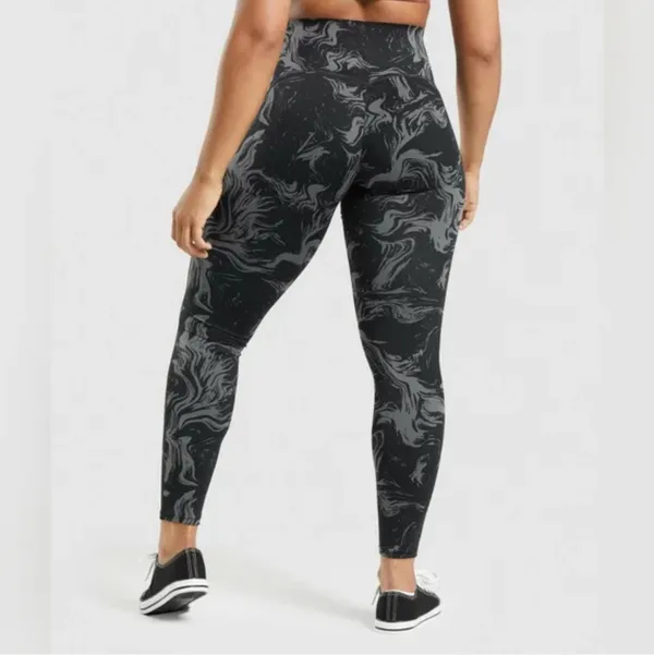 Gymshark Power High Rise Leggings - Black Print - Image 3