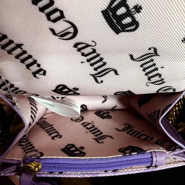 Juicy Couture Purple Mini Crossbody Bag Logo Patch Chain Strap NWT - Image 6
