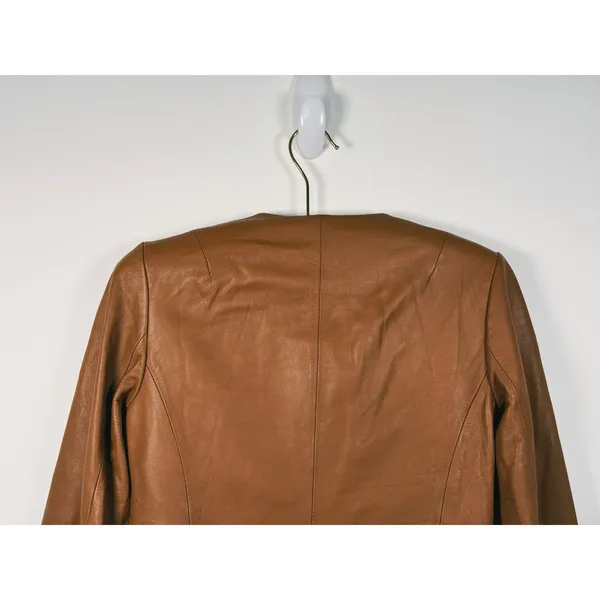Vince Lamb Leather Moto Jacket Womens Size XS Walnut Camel Old Money Luxury Fall - Image 12