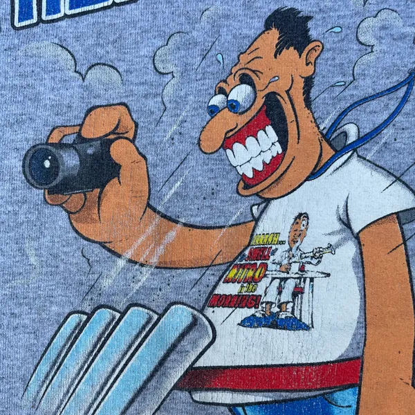 Vintage 90s NHRA Nothing Like The Smell Of Nitro Grey Graphic T-shirt - Image 5