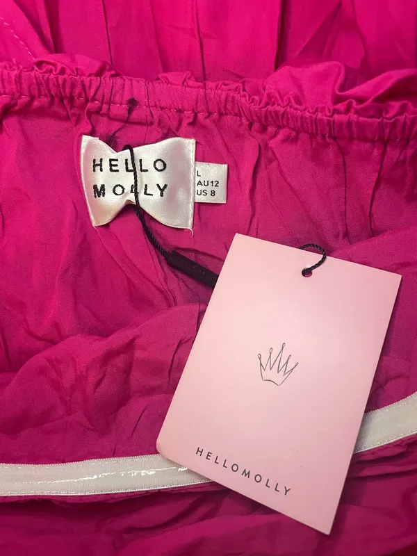 NEW WITH TAGS Hello Molly Strapless Pink Ruffle Mini Dress Size L - Image 6