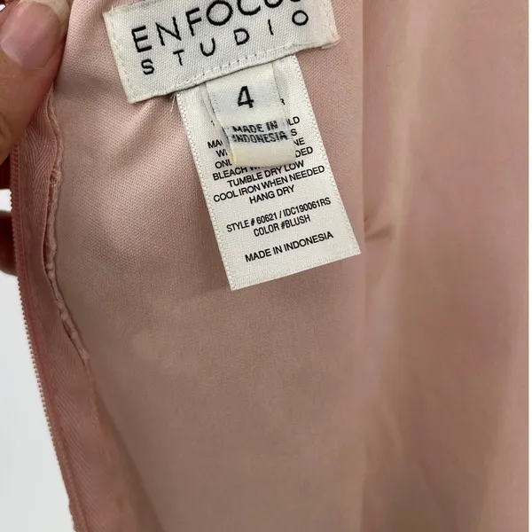Enfocus Studio Lace Midi Dress Sz 4 Blush Romantic Wedding High Neck Coquette - Image 11
