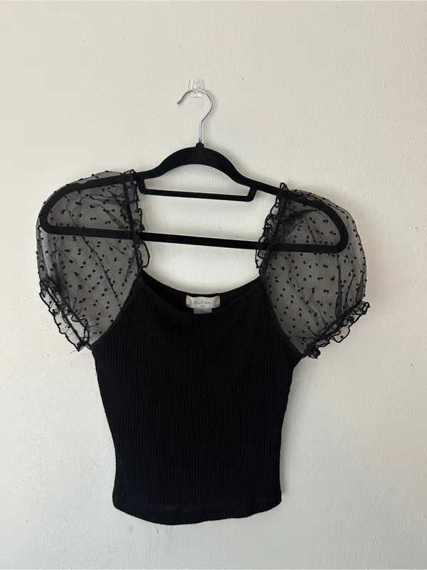 Altar'd State Black Puff Sleeve Square Neck Top - Image 4