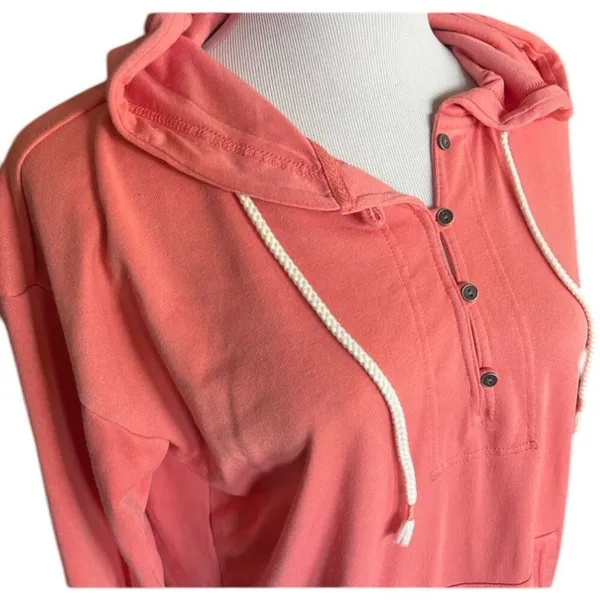 Womens Maurices Coral Soft Button Detail Hoodie Hooded Sweatshirt - Sz S - Image 2