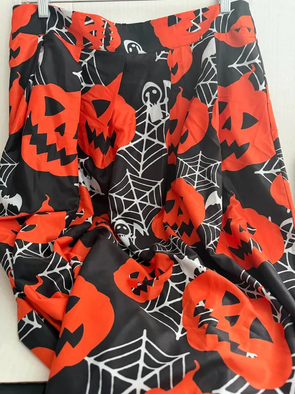 SHEIN Black & Orange Halloween Pumpkin A-Line Skirt - Image 3