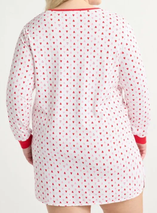 Walmart Joyspun Women's Jersey Long Sleeve Henley Sleepshirt - Image 4