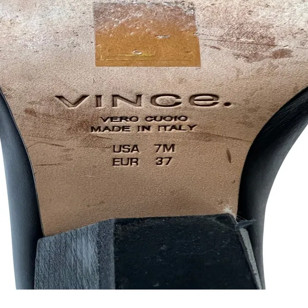 7 Vince Vigo Black Leather Mule minimalist Block Heel Bootie Backless Slip-on - Image 8