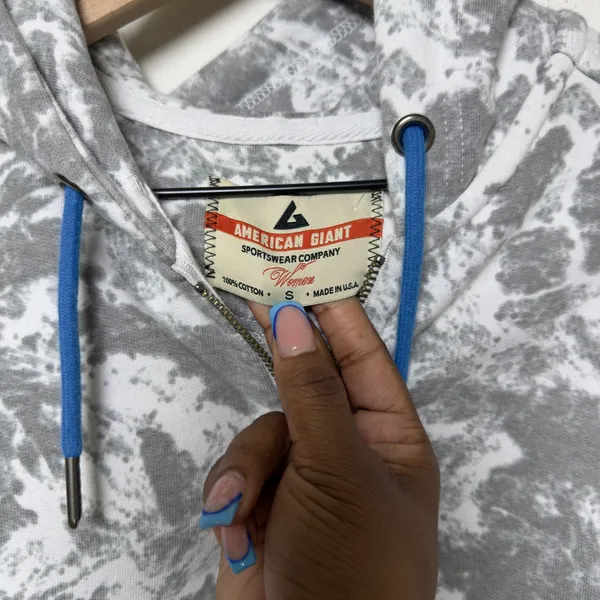 American Giant Women‎ 100% Cotton Hoodie Small Gray Marble Zip Up Sweatshirt USA - Image 7