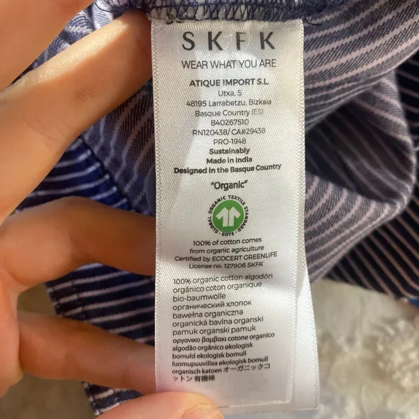 SKFK Mariartze Cropped Culottes Pants Womens Sz 6 8 Organic Cotton Striped - Image 6