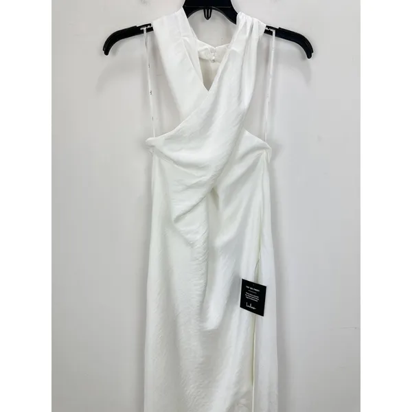 Lulus Beyond Classy White Satin Halter Midi Dress Cocktail Wedding XXL NWT - Image 7