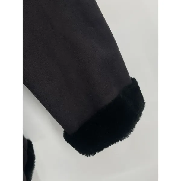 J Percy Vtg Black‎ Faux Suede Fur Lining Trim Coat Size Women XL - Image 5
