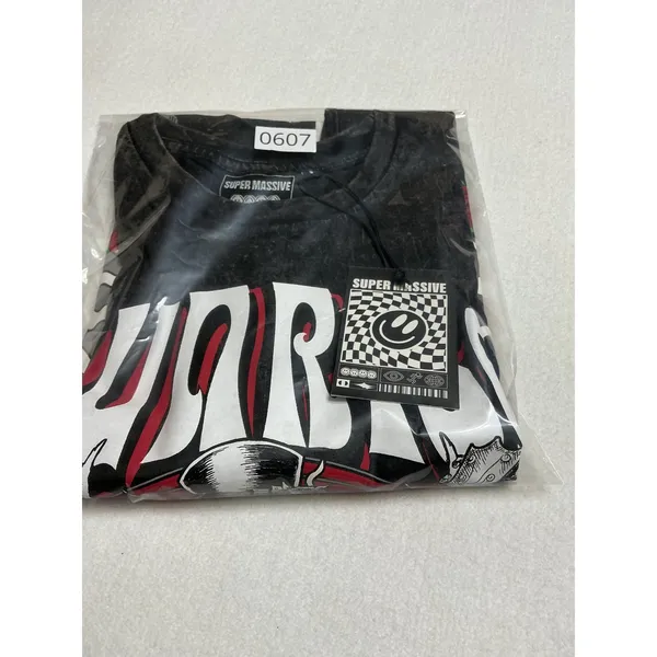 Super Massive Sunrise Graphic T-Shirt Small Black Acid Wash Skeleton Guitar NWT - Image 4