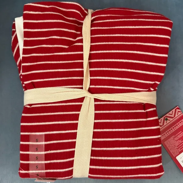 NWT American Eagle Waffle Thermal Pajama‎ Set Red White Stripe S Christmas Gift - Image 3