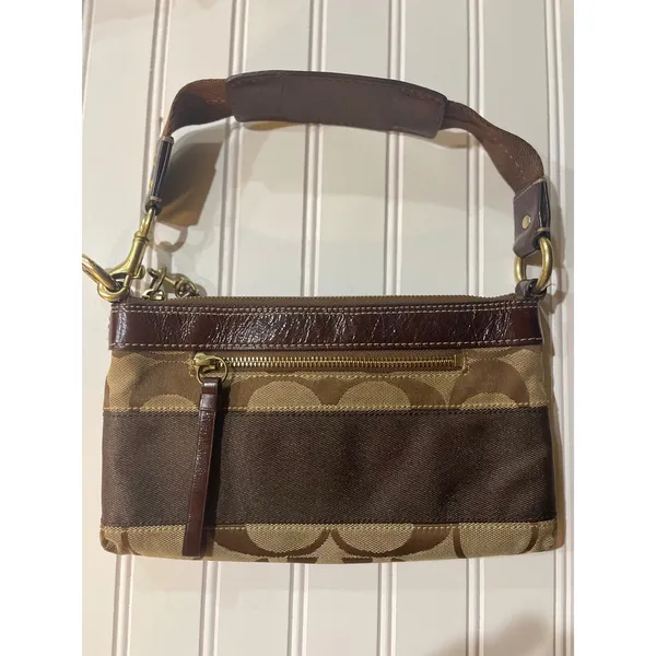Coach Vintage Demi Bag Brown Striped Signature Canvas Y2K Shoulder Purse 10072 - Image 3