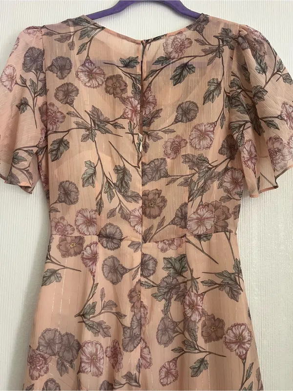 Floral High-Low Chiffon Dress in Blush - Image 11
