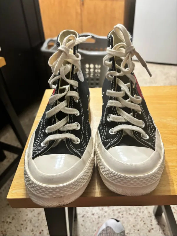Comme des Garçons PLAY x Converse Chuck 70 high-top sneakers in black. - Image 5