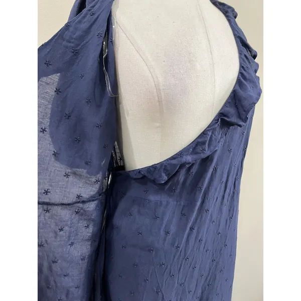 Old Navy Wrap Midi‎ Dress Blue Casual Tie Waist Short Sleeve Size M Women - Image 5