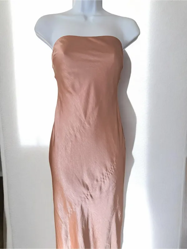 More To Come- Emma Strapless Satin Slip Dress in Blush Size XXS - Image 5