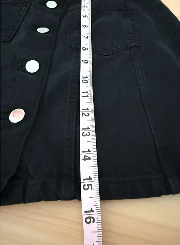 Zara Black Denim Mini High Waist Mini Skirt. Size Medium - Image 5