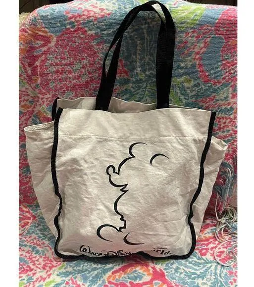 Vintage Walt Disney World Mickey Mouse‎ Silhouette Canvas Tote Bag - Image 2